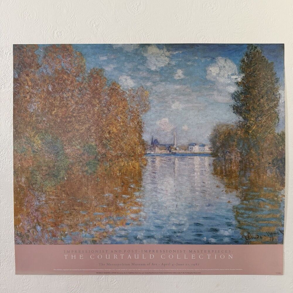 Monet Seine At Argenteuil Autumn Metropolitan Museum Exhibit Poster Print 30x35”